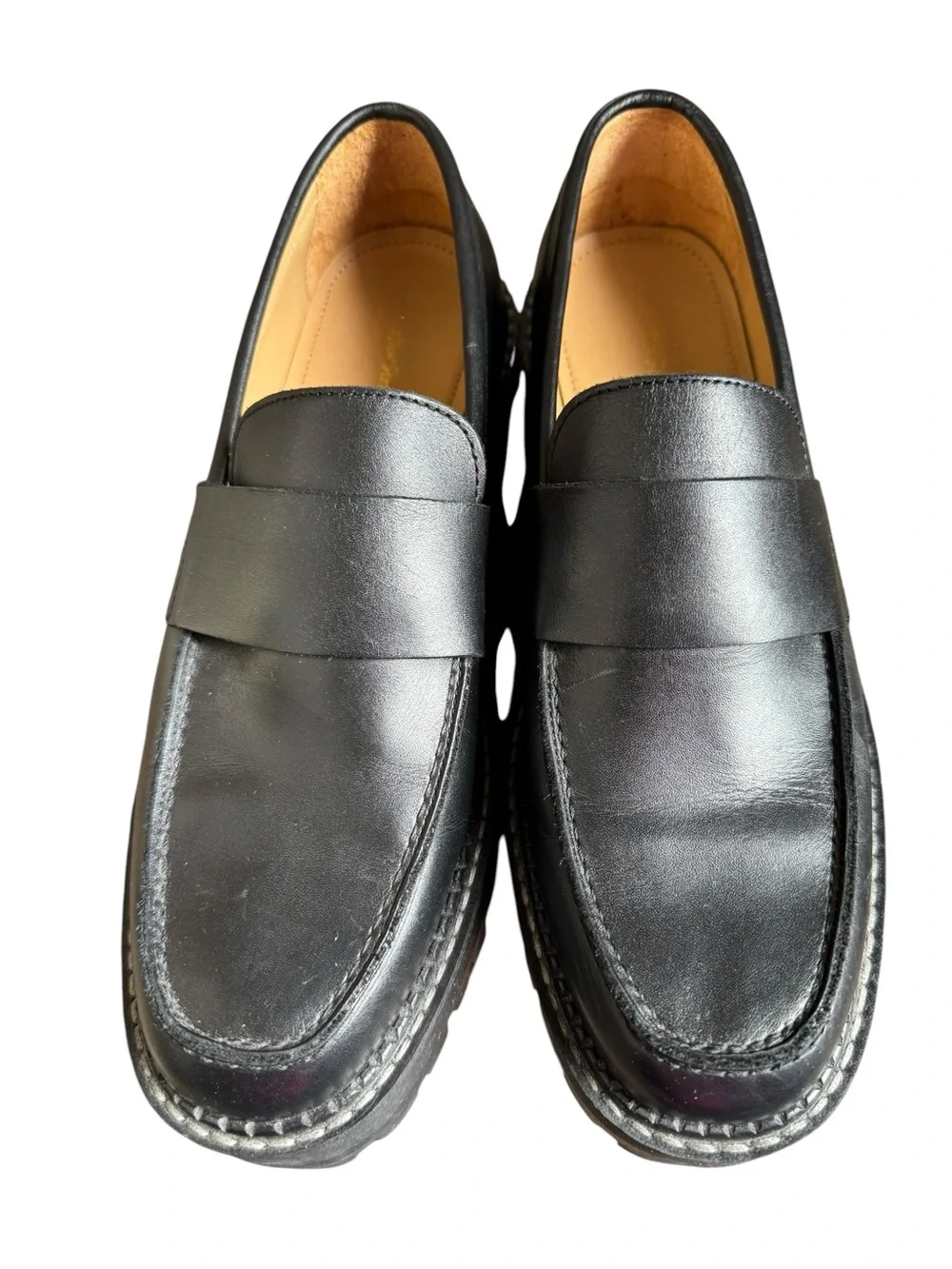 & Other Stories Black Leather chunky lug loafer size 40 EU